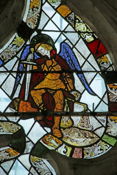 Window depicting Saint Michael with the Scales, 14th-15th century by French School